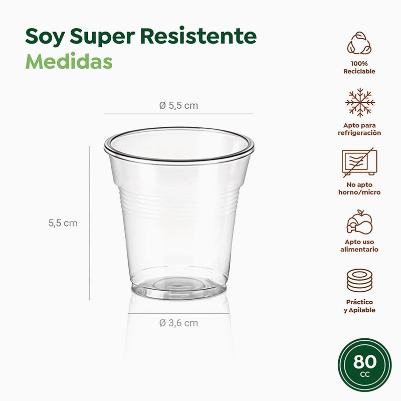 Vaso Irrompible Plástico PP Transparente 80cc 50 uds