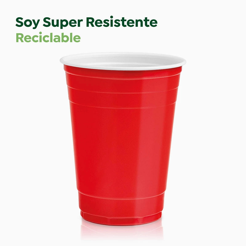 Vaso Bicolor Plástico Reutilizable PP Rojo 450cc 10 uds