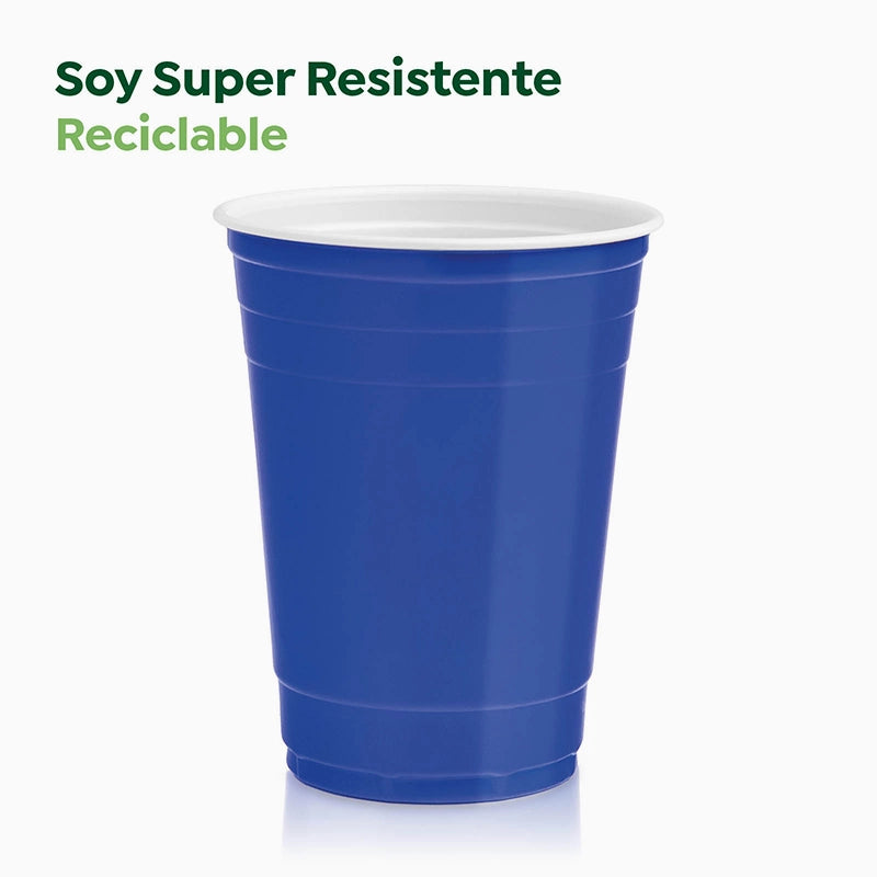 Vaso Bicolor Plástico Reutilizable PP Azul 450cc 10 uds