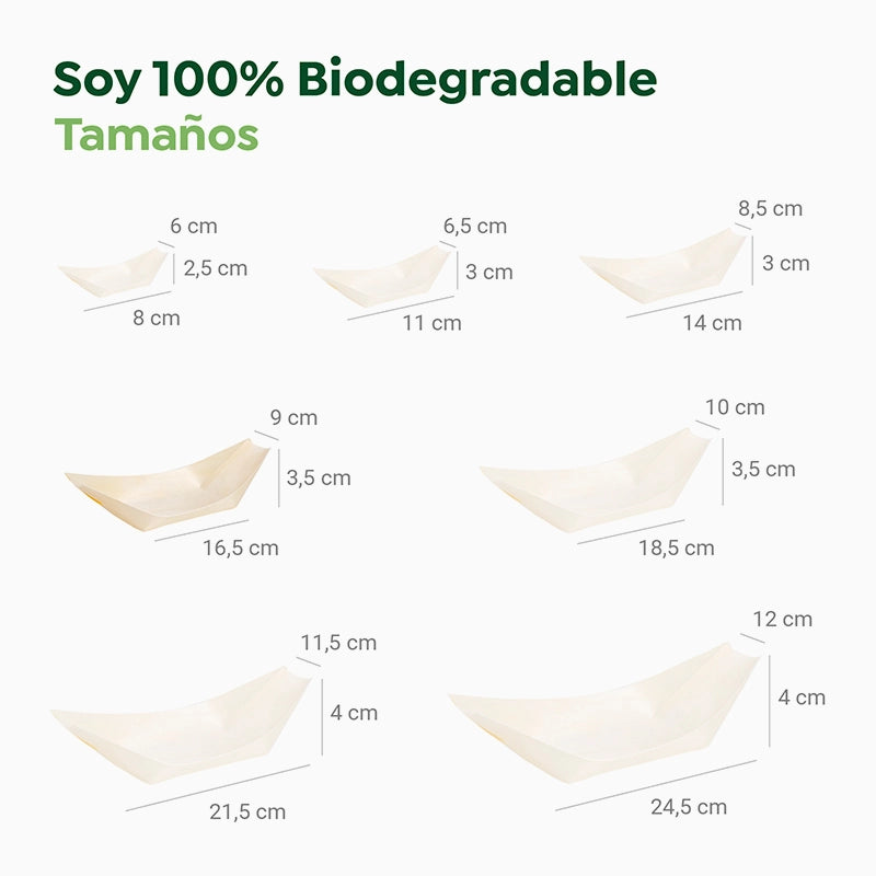 Barquilla Rectangular Madera Pequeña 16,5 x 9 x 3,5 cm - Take Away