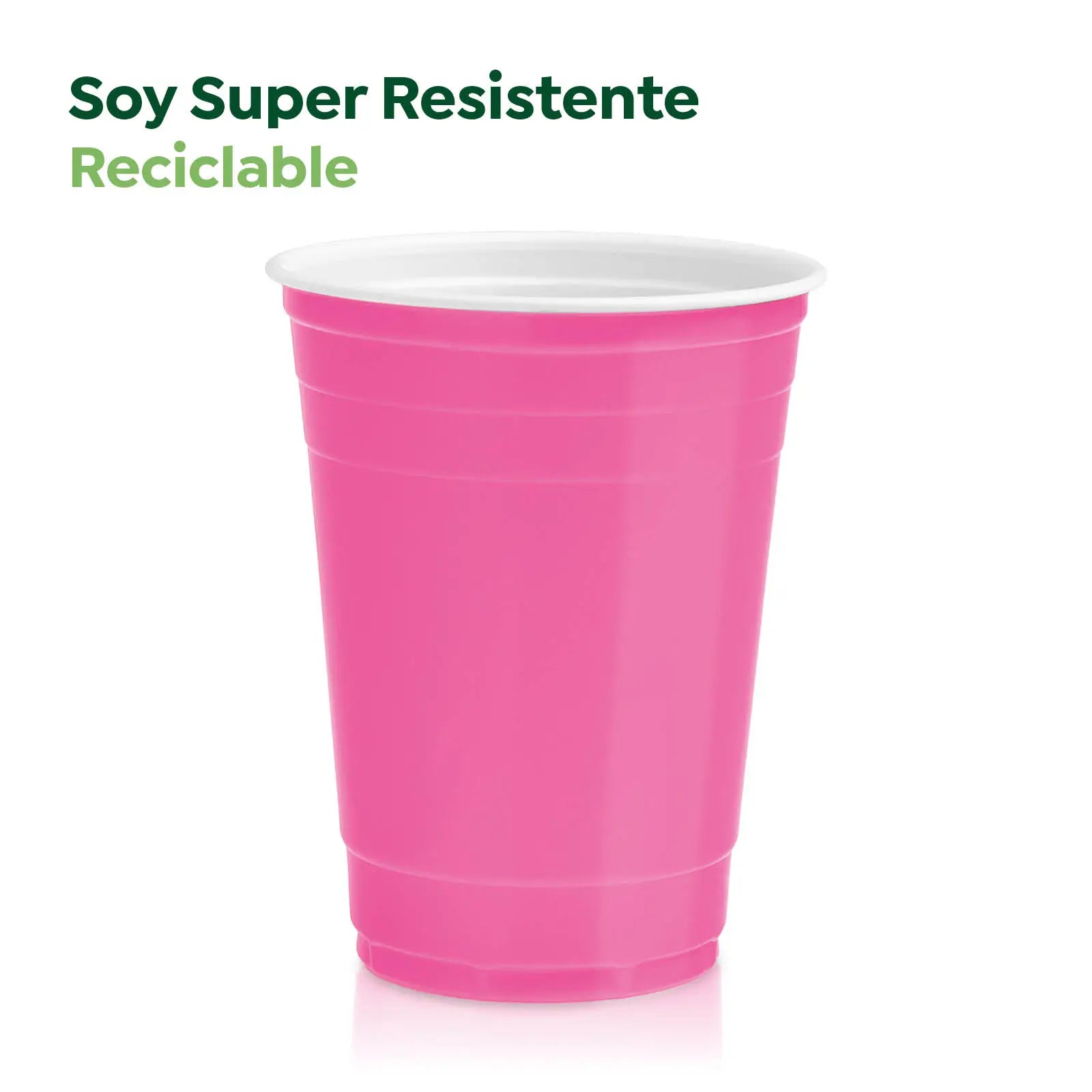 Vaso Bicolor Plástico Reutilizable PP Rosa 450cc 10 uds