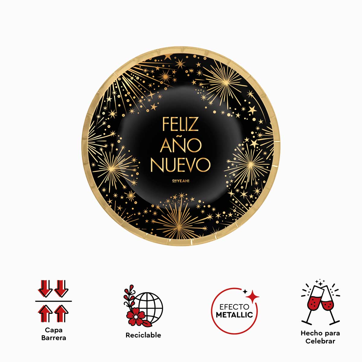 Plato Llano Nochevieja "Feliz Año Nuevo" Ø23 cm