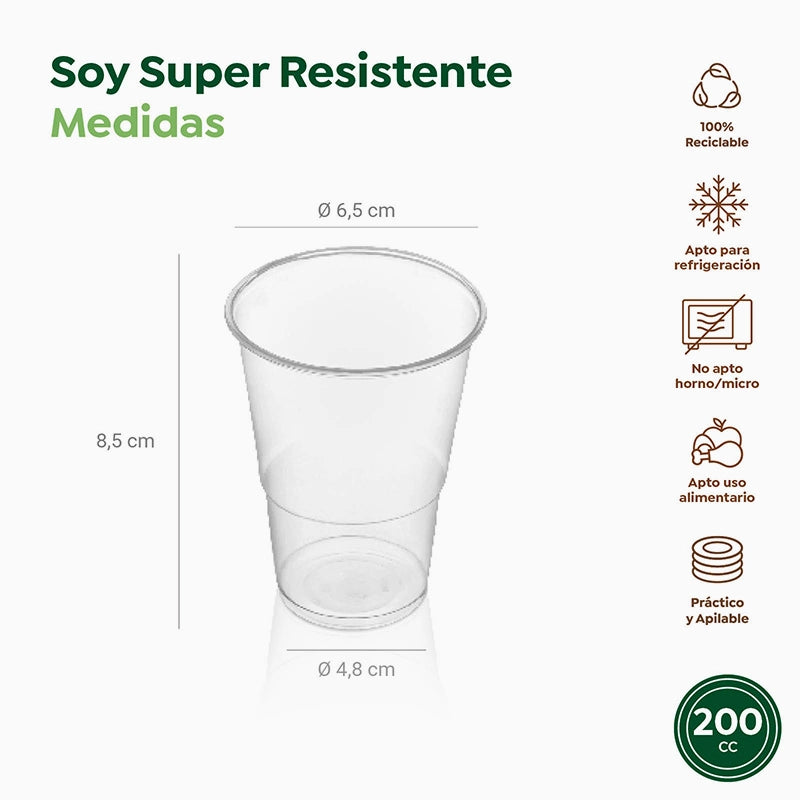 Vaso Irrompible Plástico PP Transparente 200cc 50 uds