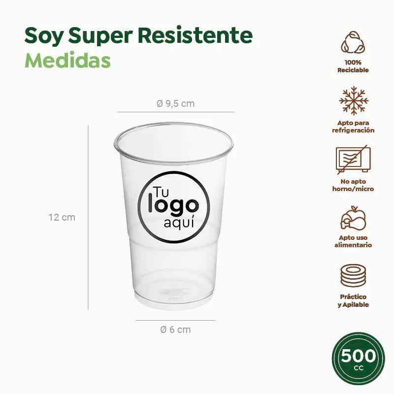Vaso Irrompible Plástico PP Transparente 500cc PERSONALIZADO