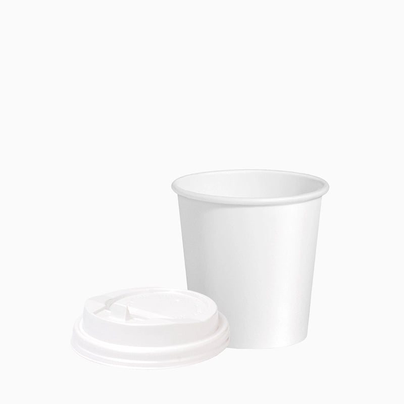 Vaso con Tapa Biodegradable Cartón 120 cc Blanco Take Away 50 uds