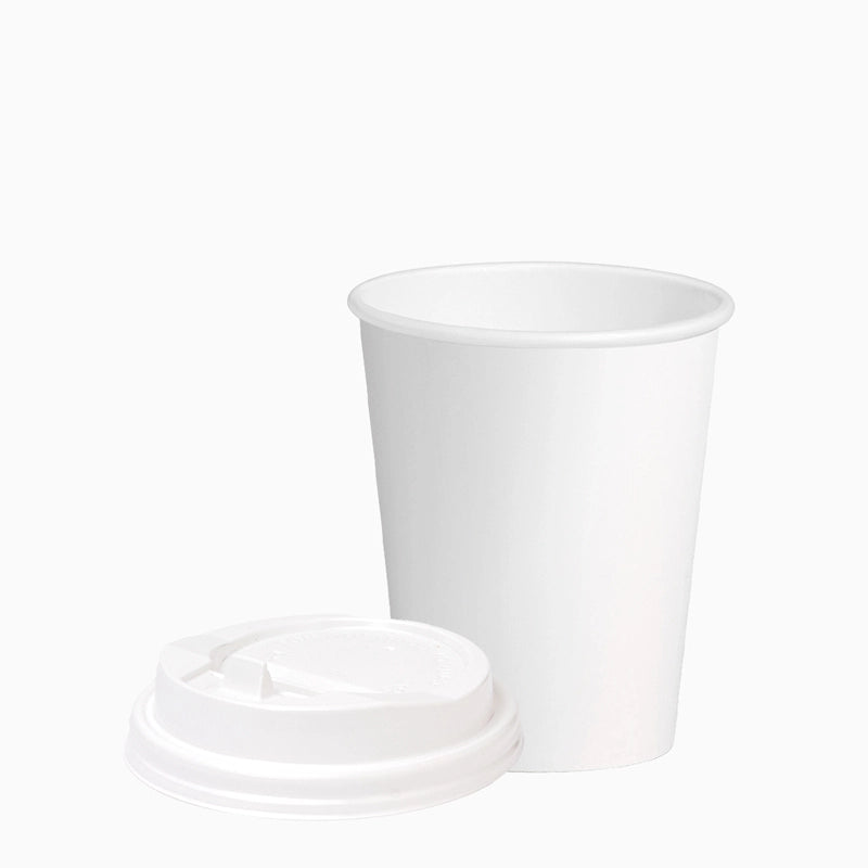 Vaso con Tapa Biodegradable Cartón 200 cc Blanco Take Away 50 Uds