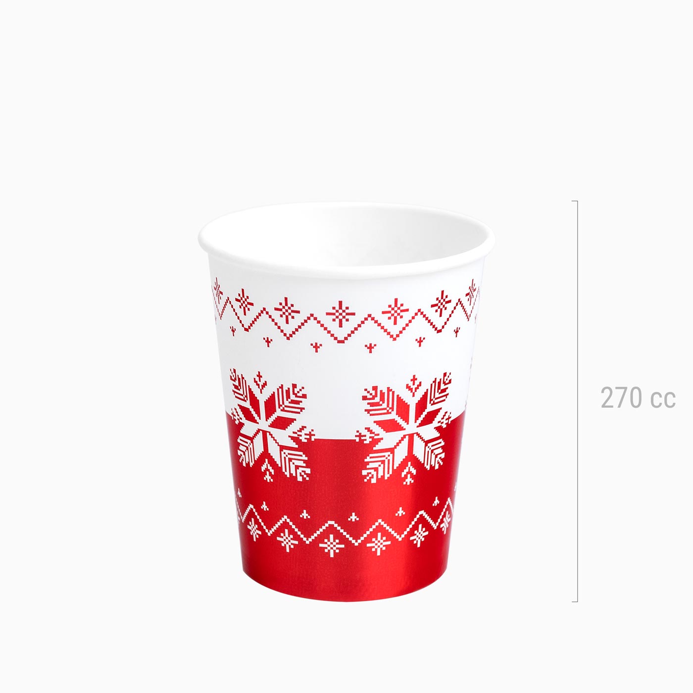 Vaso Navidad Cartón 270cc Bordado Metalizado Rojo 6 uds