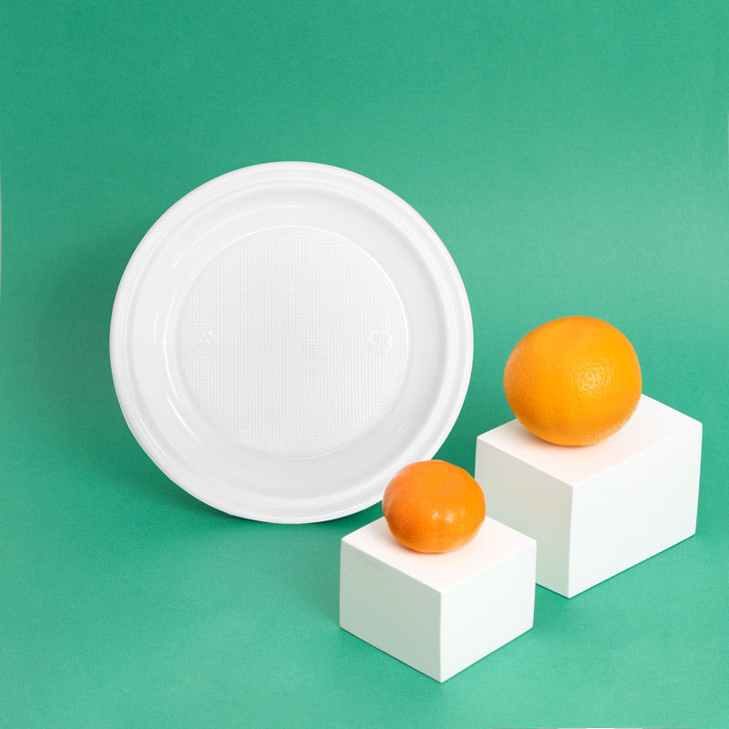 Plato Plástico Reutilizable PS Hondo Redondo Ø20.5 cm Blanco 800 uds