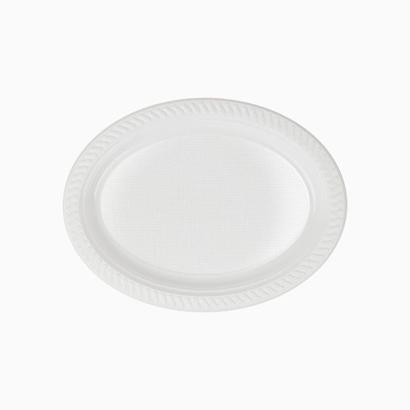 Plato Llano Ovalado Plástico PS Reutilizable 27 x 21 cm Blanco (6 uds)