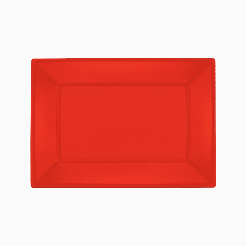 Bandeja Rectangular Plástico PS Reutilizable 33 x 22.5 cm Rojo (3 uds)