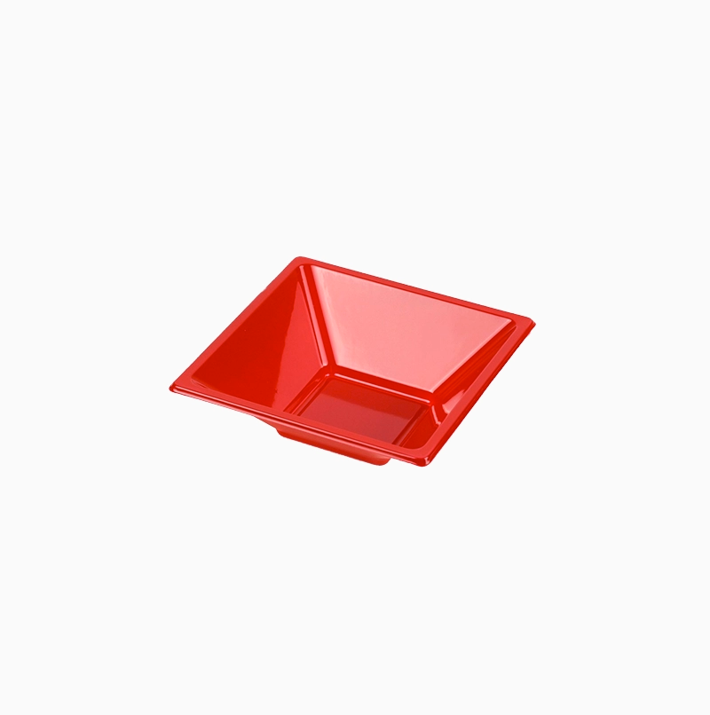 Bol Cuadrado Plástico PS Reutilizable 12 x 12 x 5.2 cm Rojo (12 uds)