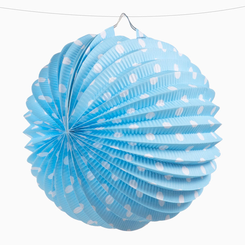 Farolillo Papel Redondo Feria Ø25 cm Azul Lunares Blancos