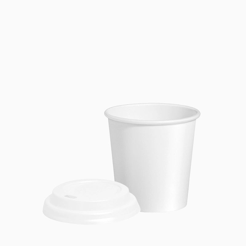 Vaso Cartón + PE 120cc con Tapa Plástico PS - Take Away (25 uds)