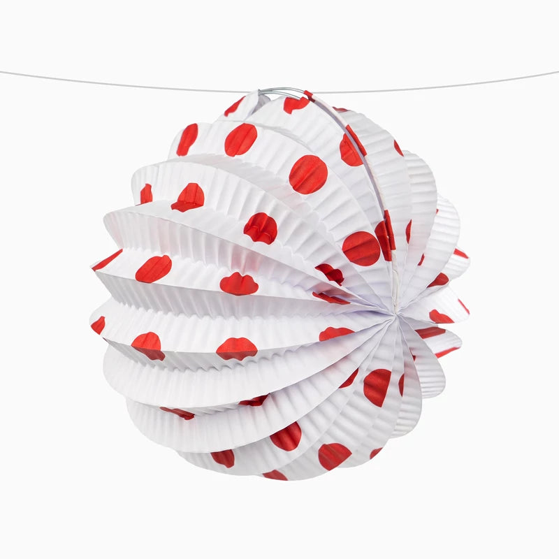 Farolillo Papel Redondo Lunares Feria Ø 21.5 cm Rojo (12 uds)