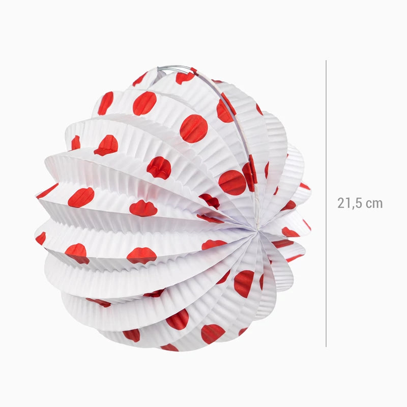 Farolillo Papel Redondo Lunares Feria Ø 21.5 cm Rojo (12 uds)