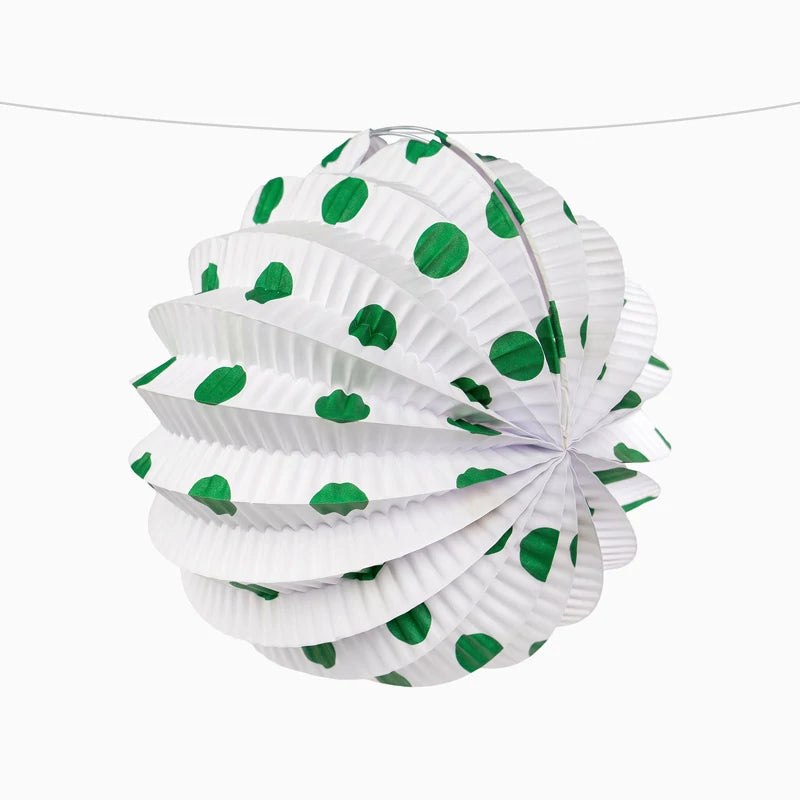 Farolillo Papel Redondo Lunares Feria Ø 21.5 cm Verde (12 uds)