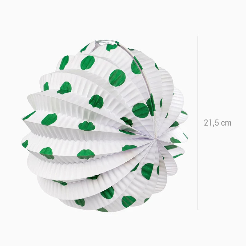 Farolillo Papel Redondo Lunares Feria Ø 21.5 cm Verde (12 uds)