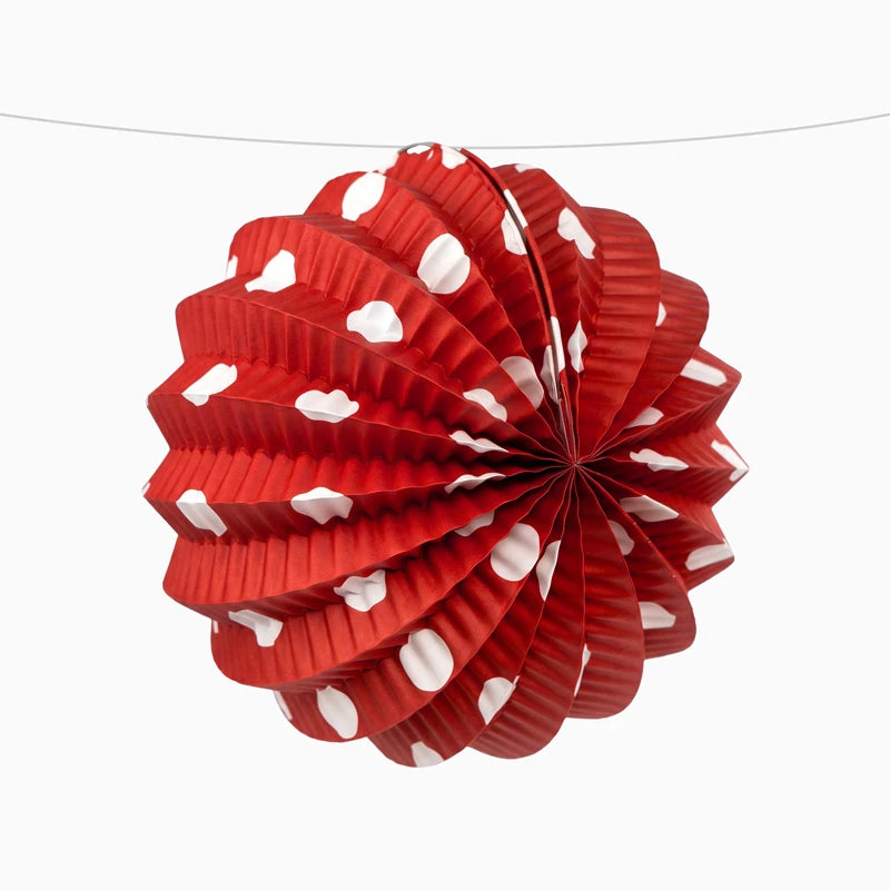 Farolillo Papel Redondo Lunares Blanco Feria Ø 21.5 cm Rojo (12 uds)