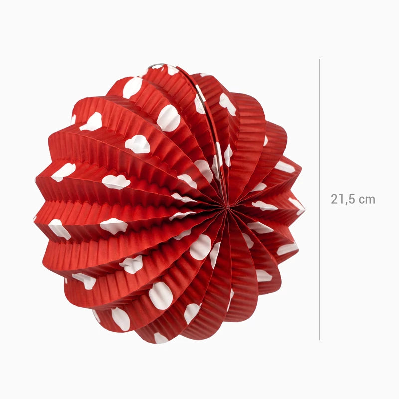 Farolillo Papel Redondo Lunares Blanco Feria Ø 21.5 cm Rojo (12 uds)