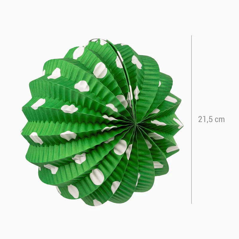 Farolillo Papel Redondo Lunares Blanco Feria Ø 21.5 cm Verde (12 uds)