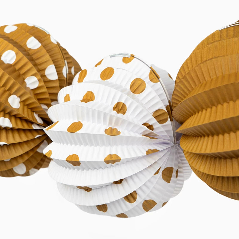 Farolillos Papel Redondo Lunares Feria Ø 21.5 cm Ocre (12 uds)