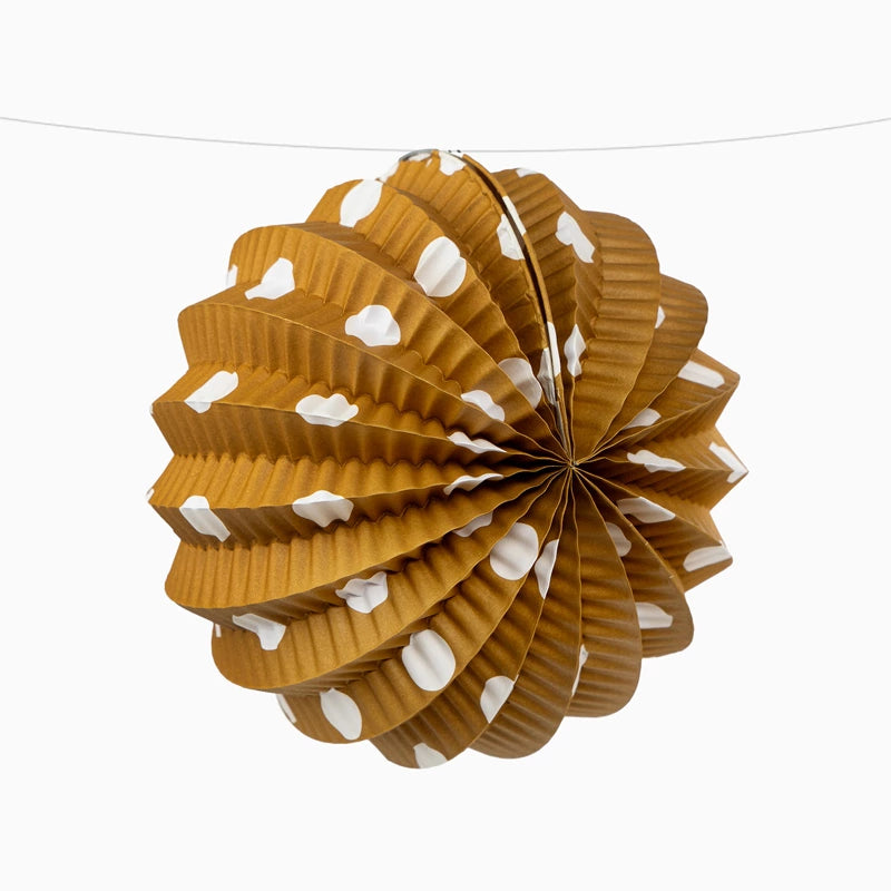 Farolillos Papel Redondo Lunares Blanco Feria Ø 21.5 cm Ocre (12 uds)