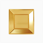 Plato Llano Cuadrado Plástico PS + PP Reutilizable Premium Metalizado 23 x 23 cm Oro (4 uds)