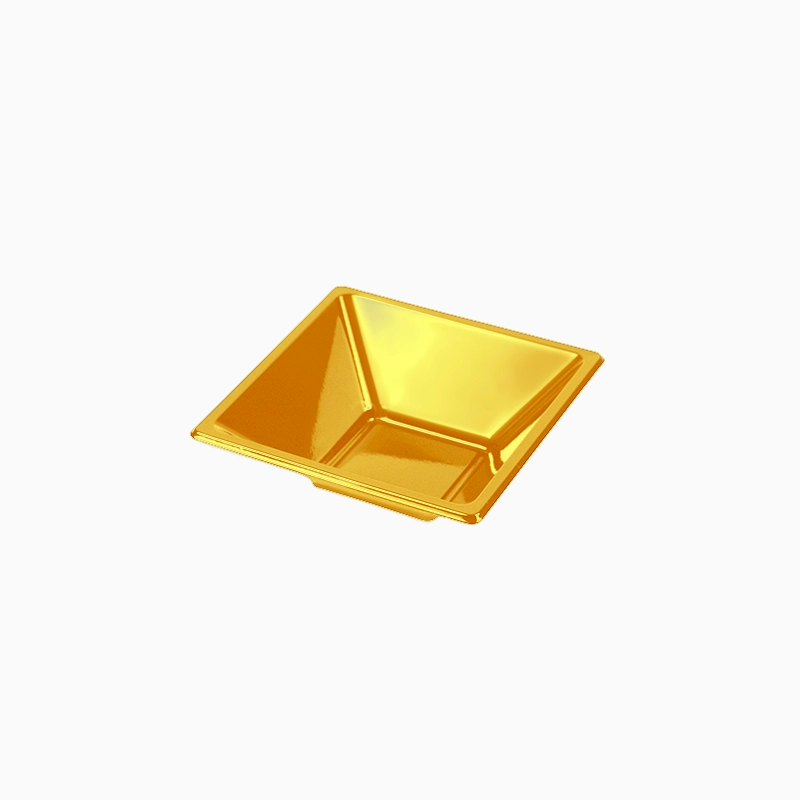 Bol Cuadrado Plástico PS + PP Reutilizable Metalizado 12 x 12 x 5.2 cm Oro (4 uds)