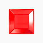 Plato Llano Cuadrado Plástico PS + PP Reutilizable Premium Metalizado 23 x 23 cm Rojo (192 uds)