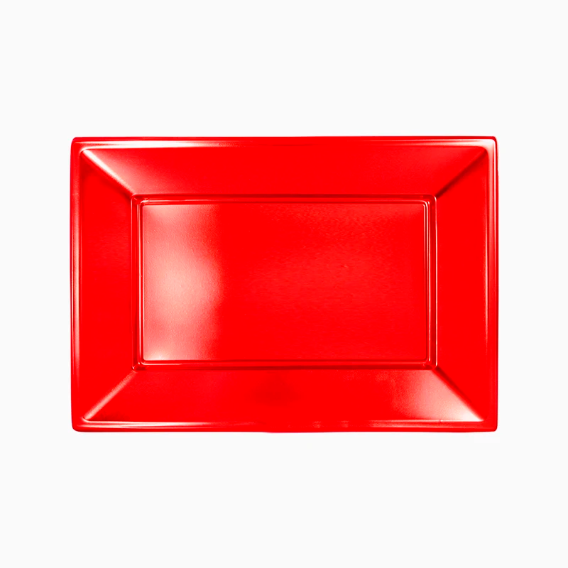 Bandeja Rectangular Plástico PP + PS Reutilizable Metalizada 33 x 22.5 cm Rojo (2 uds)