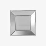 Plato Plástico Reutilizable Llano Cuadrado Metalizado 23 x 23 cm Plata 192 Unidades