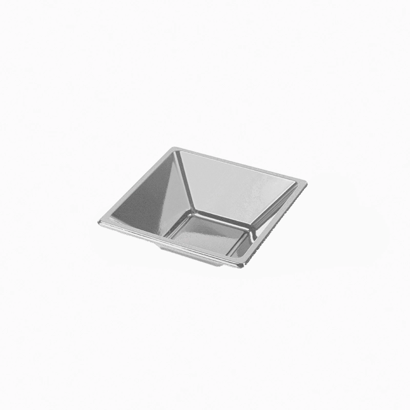 Bol Cuadrado Plástico PS + PP Reutilizable Metalizado 12 x 12 x 5.2 cm Plata (4 uds)