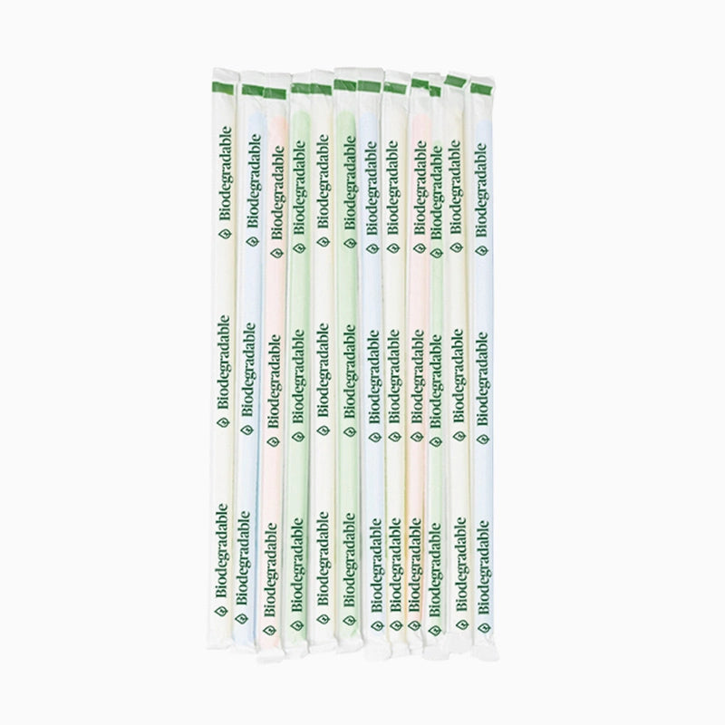 Pajitas Flexibles PLA Enfundadas 21 cm Multicolor (100 uds)