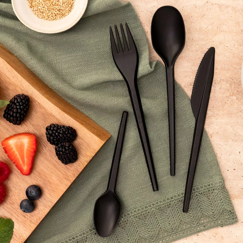 Cuchara CPLA Compostable 18 cm Negro (500 uds)