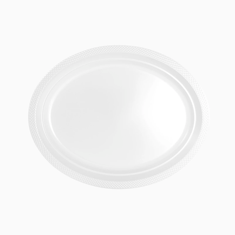 Bandeja Ovalada Plástico PS Reutilizable Premium 31 x 24.5 cm Blanco (10 uds)