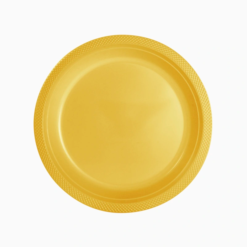 Plato Llano Redondo Plástico PS Reutilizable Premium Ø 22 cm Oro (288 uds)