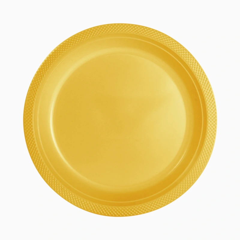 Plato Llano Redondo Plástico PS Reutilizable Premium Ø 26 cm Oro (240 uds)
