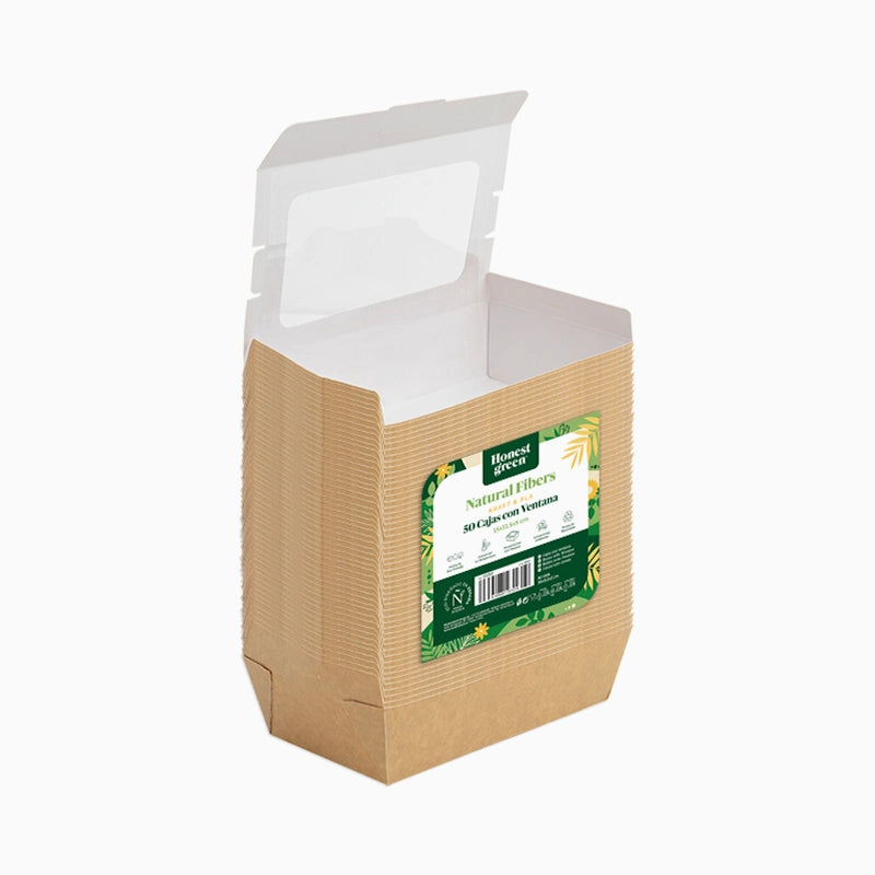 Caja Cartón Pequeña 1000 cc con ventana PLA - Take Away