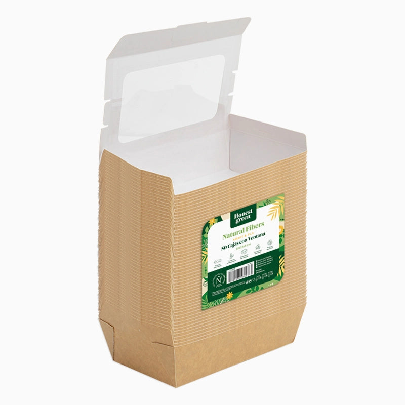 Caja Cartón Grande 1500 cc con ventana PLA - Take Away
