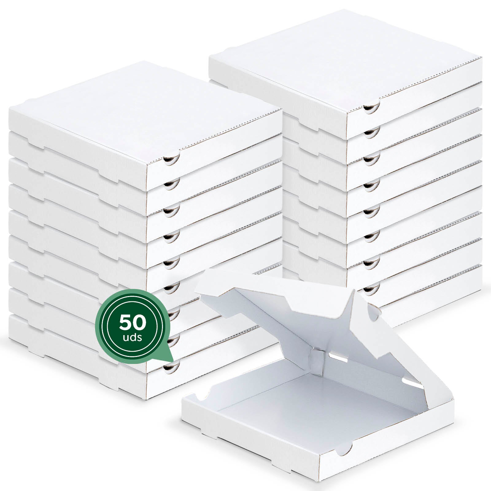 Caja Pizza Cartón Grande 40 x 40 x 4 cm Blanco - Take Away