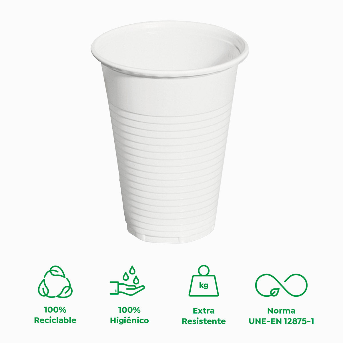 Vaso Irrompible Plástico PP Blanco 220cc 100 uds