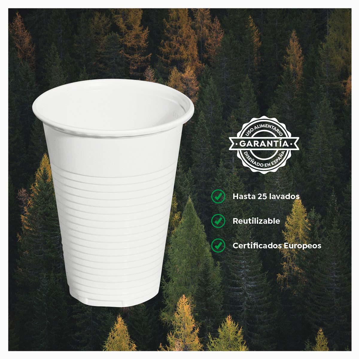Vaso Irrompible Plástico PP Blanco 220cc 100 uds