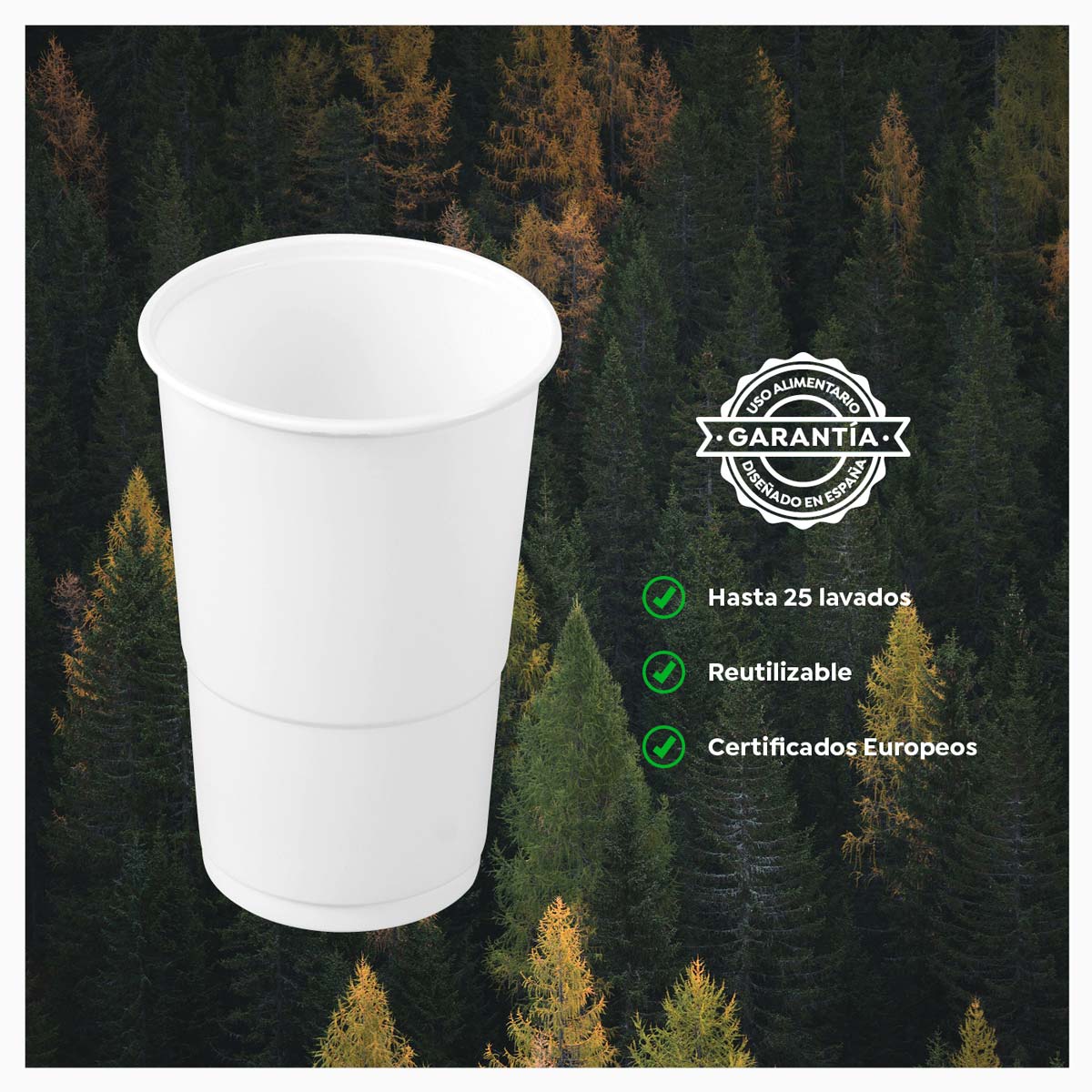 Vaso Irrompible Plástico PP Blanco 350cc