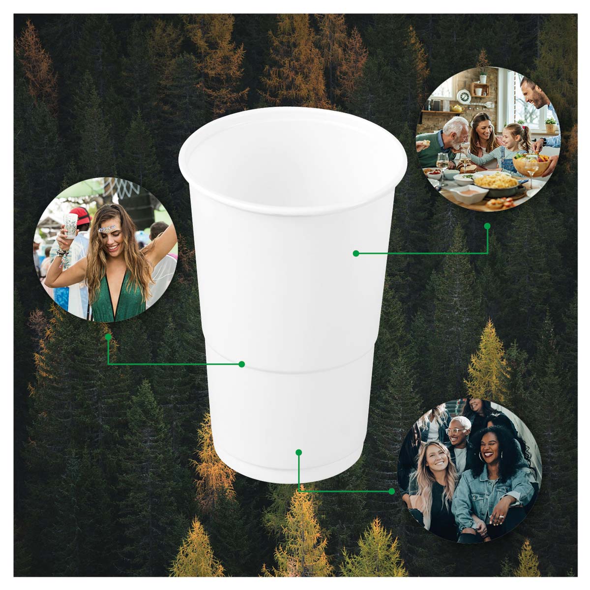 Vaso Irrompible Plástico PP Blanco 350cc