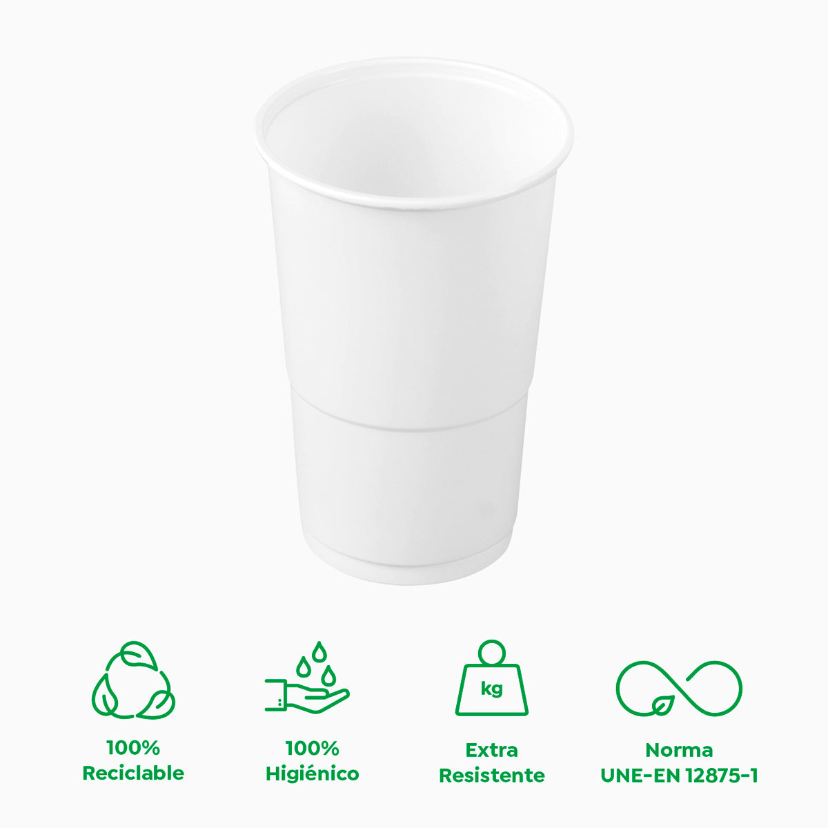 Vaso Irrompible Plástico PP Blanco 250cc 25 uds