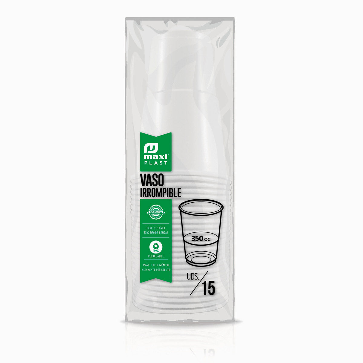 Vaso Irrompible Plástico PP Blanco 250cc 25 uds