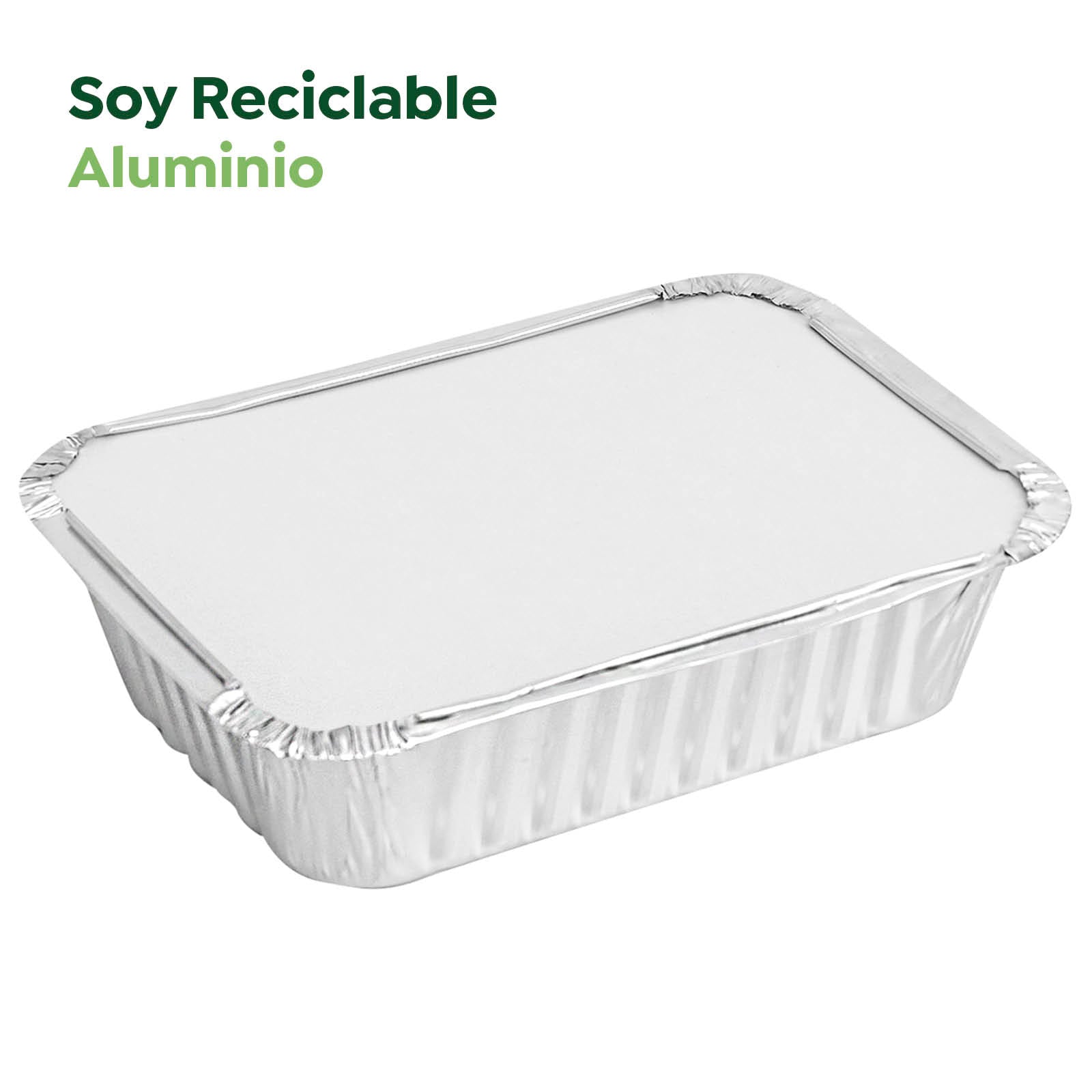 Bandeja Aluminio Pequeña 600 cc con Tapa Rectangular - Take Away