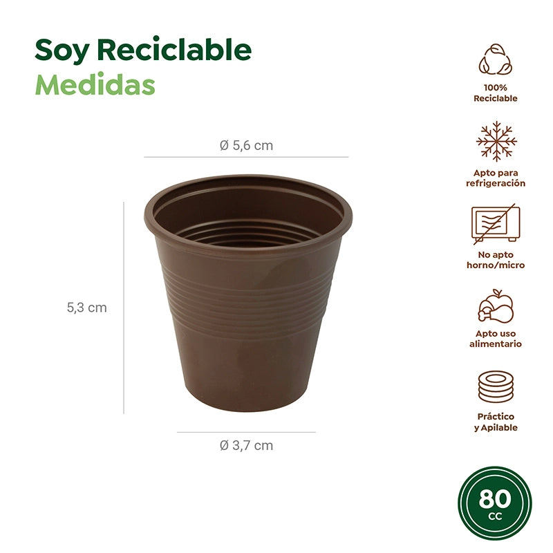 Vaso Expreso Plástico PS Marrón 80 cc (50 uds)