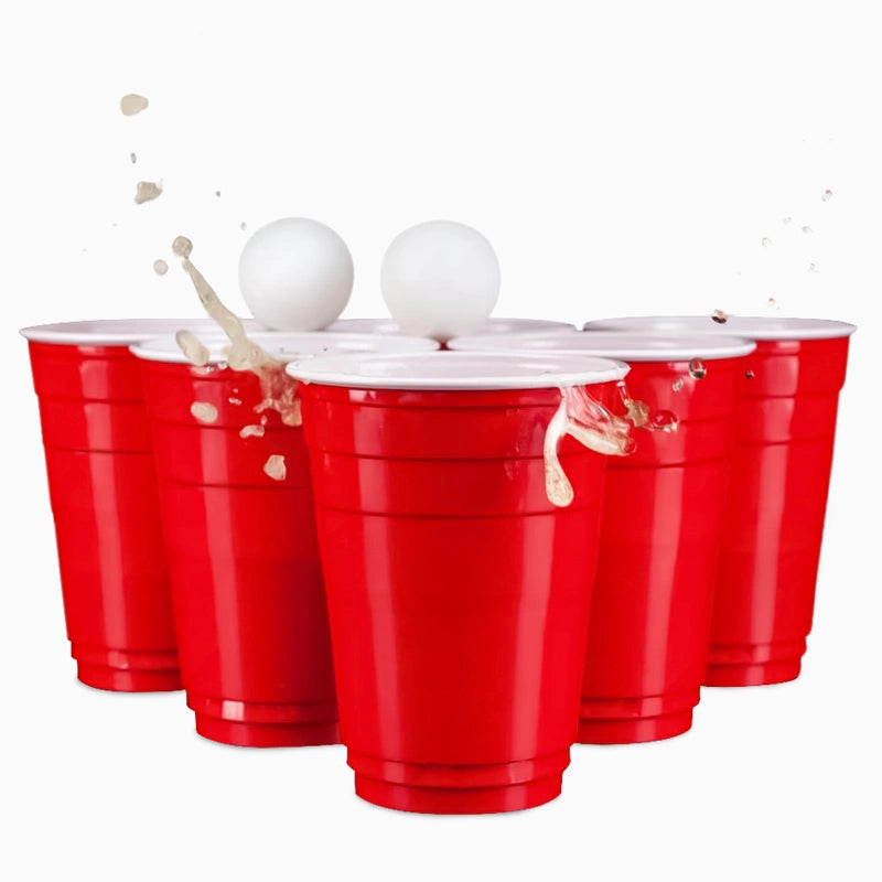 Vaso Bicolor Plástico Reutilizable PP Rojo 450cc 10 uds