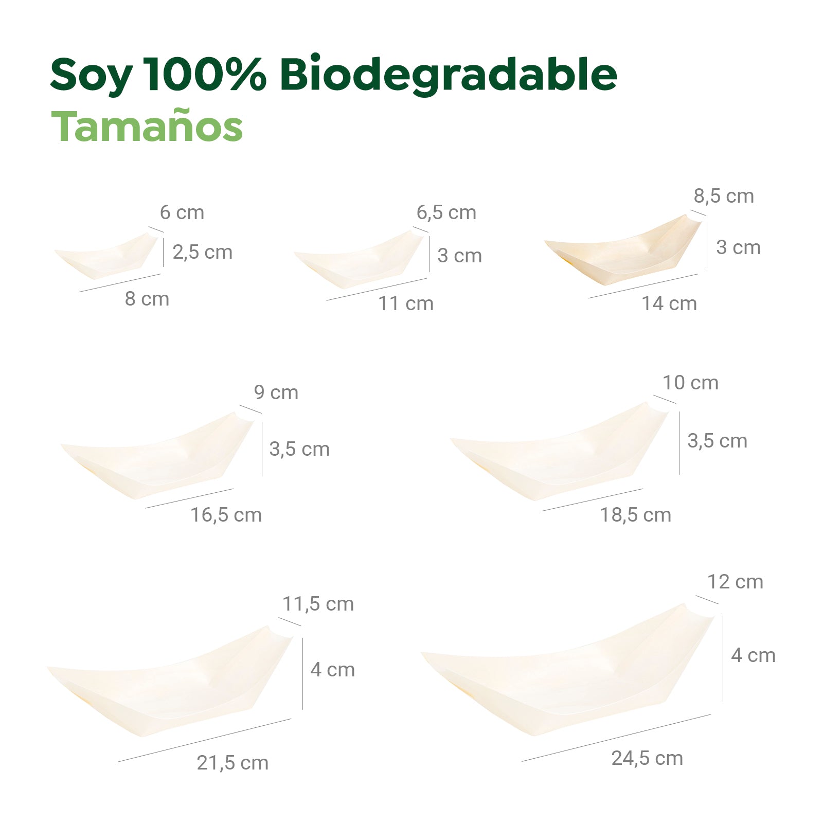 Barquilla Rectangular Madera Pequeña 13 x 8,5 x 3 cm - Take Away